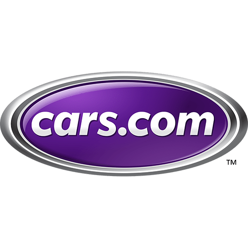 Purple ellipse logo with "cars.com" in bold white text, outlined with a silver gradient.